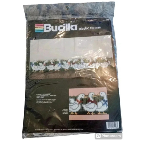 Bucilla Plastic Canvas Kit 'Gaggle of Geese' Draftstop Wall Hanging Sealed 1990 - Picture 1 of 2